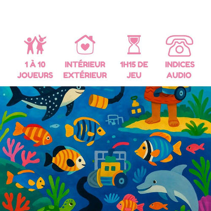 Chasse au trésor sous-marine pour enfants, explorez l’océan et ses mystères, 1 à 10 joueurs, indices audio – Explorador