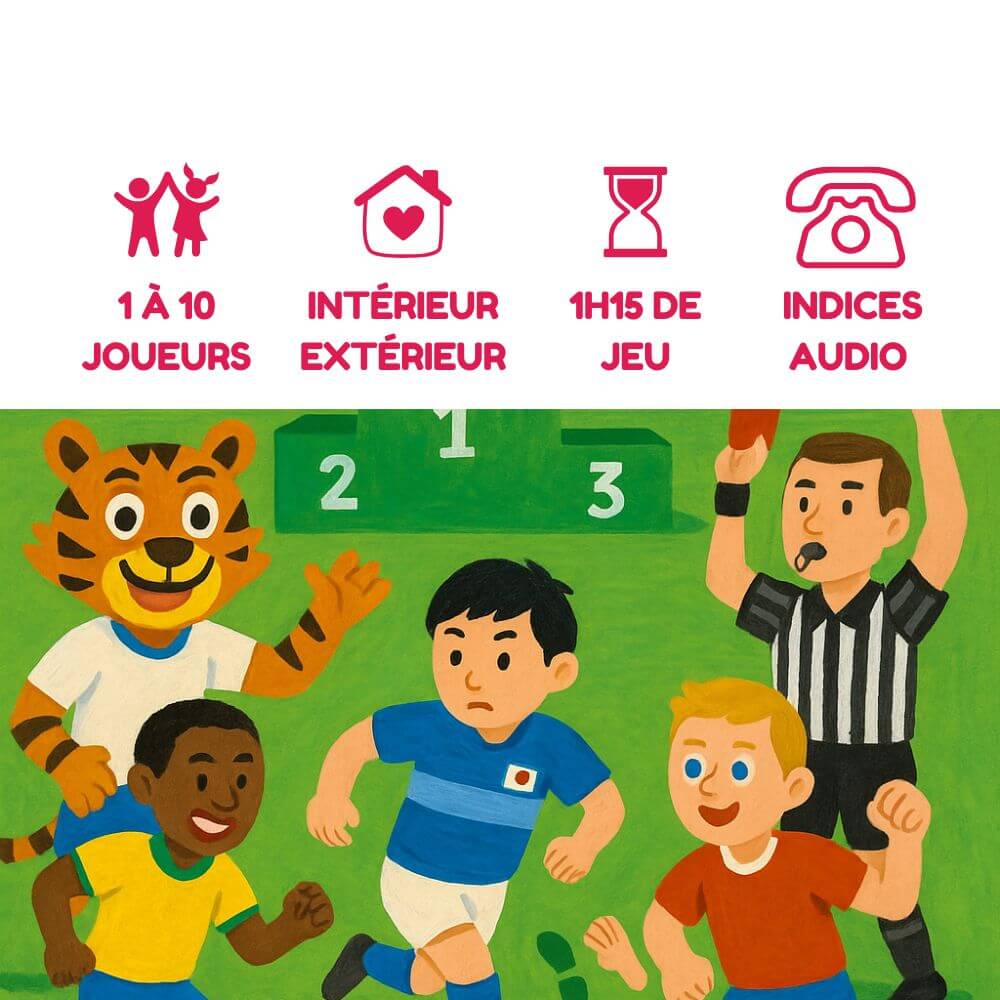 Jeu d’enquête football pour enfants, sauvez la finale de la Coupe du Monde, 1 à 10 joueurs, indices audio – Explorador