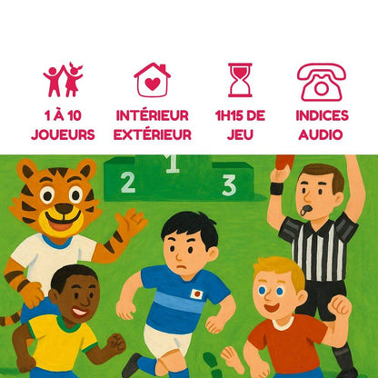Jeu d’enquête football pour enfants, sauvez la finale de la Coupe du Monde, 1 à 10 joueurs, indices audio – Explorador