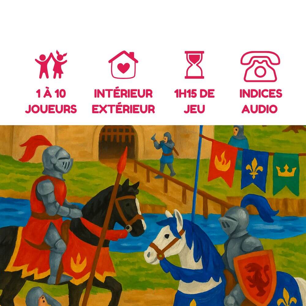 Enquête médiévale pour enfants, sauvez le tournoi des chevaliers, jeu 1 à 10 joueurs, intérieur ou extérieur – Explorador