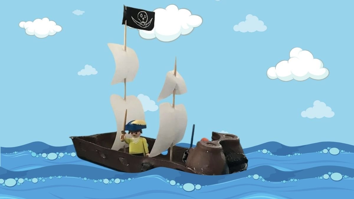 bateau pirate diy en boite carton d'oeufs