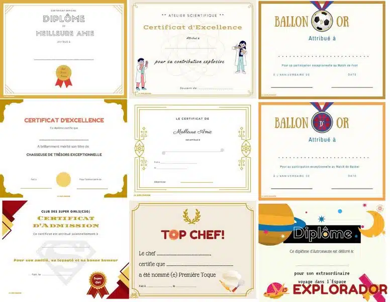 diplomes enfants à imprimer