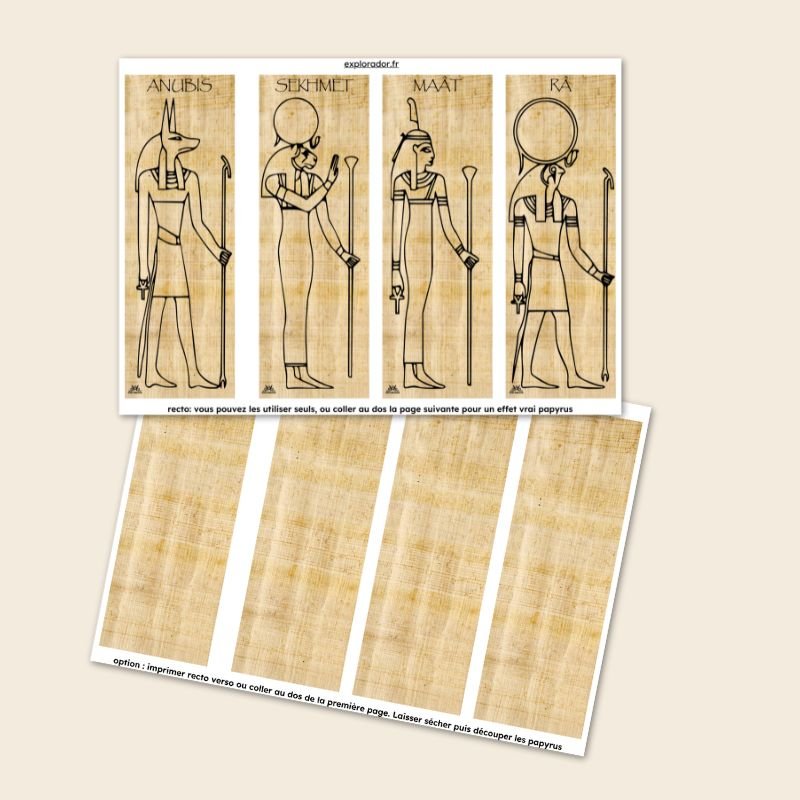 Papyrus marque-page coloriage Egypte