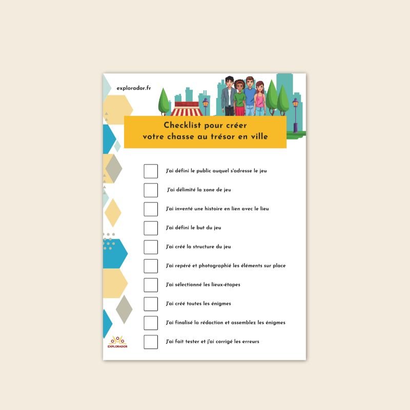 checklist pour jeu de piste en ville