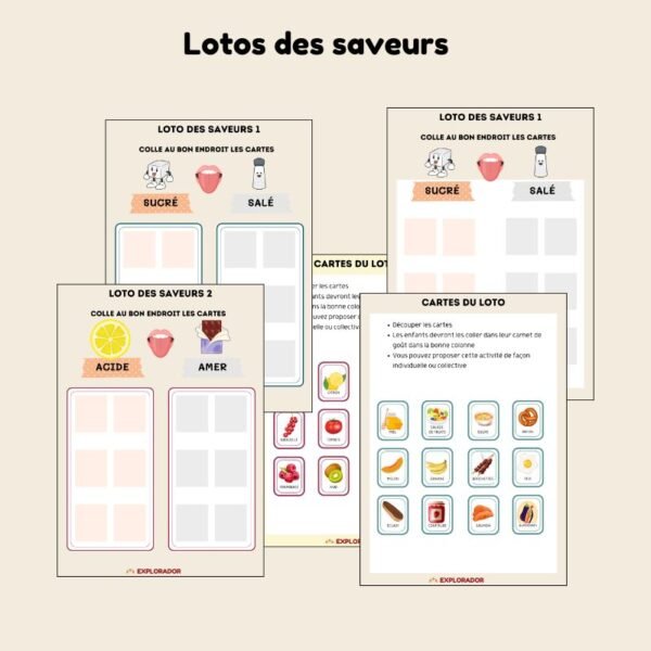 loto des saveurs sucrée salée amer acide